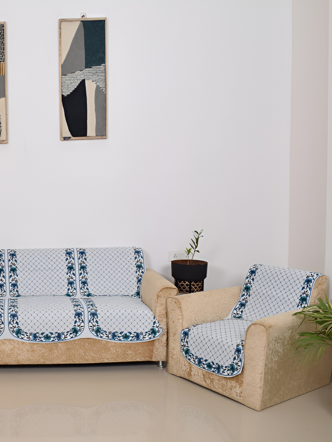 

BELLA TRUE White 6 Pieces 5 Seater Sofa Cover