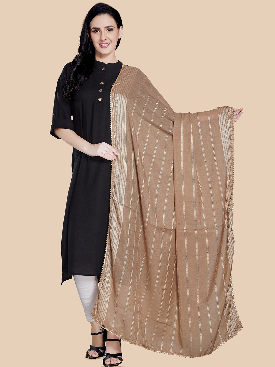 

Rani Saahiba Embroidered Cotton Dupatta, Beige