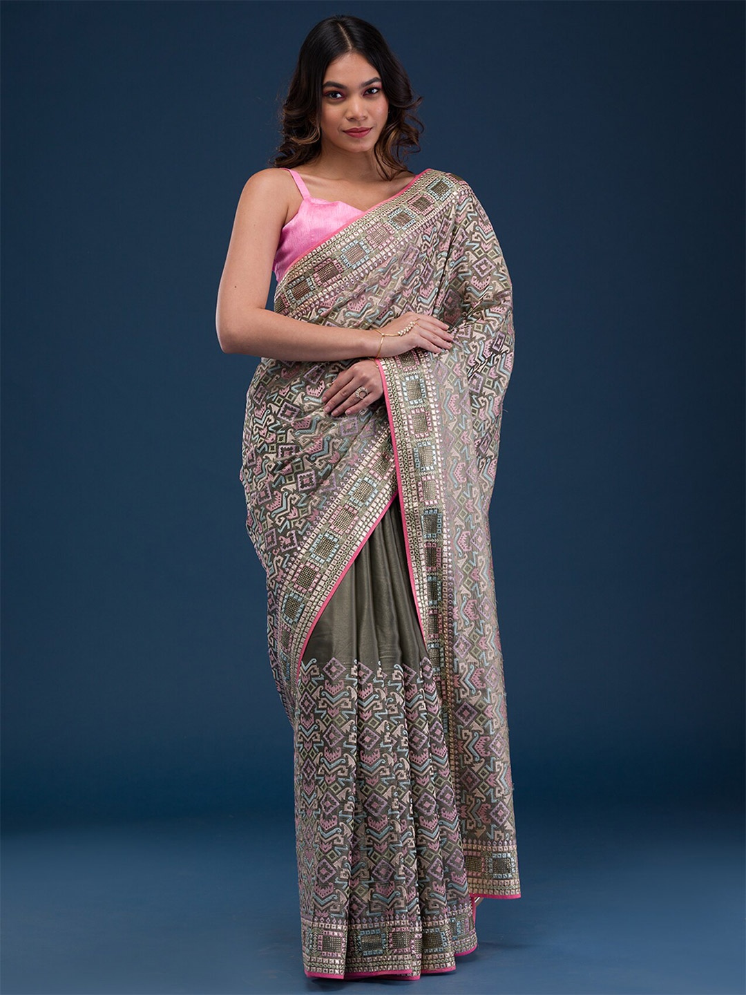 

Koskii Tissue Saree, Green