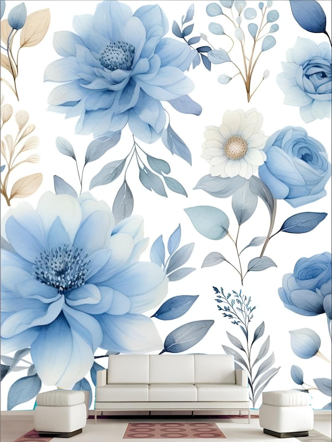 

KSHIRSA White Floral and Botanical Printed Self Adhesive Removable Wallpaper