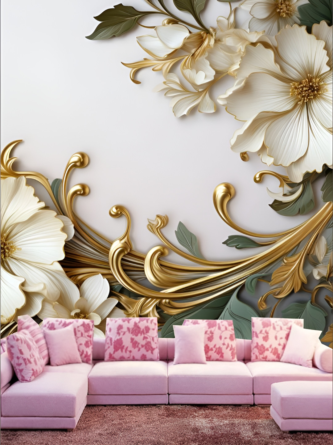 

KSHIRSA White Floral and Botanical Printed Self Adhesive Removable Wallpaper