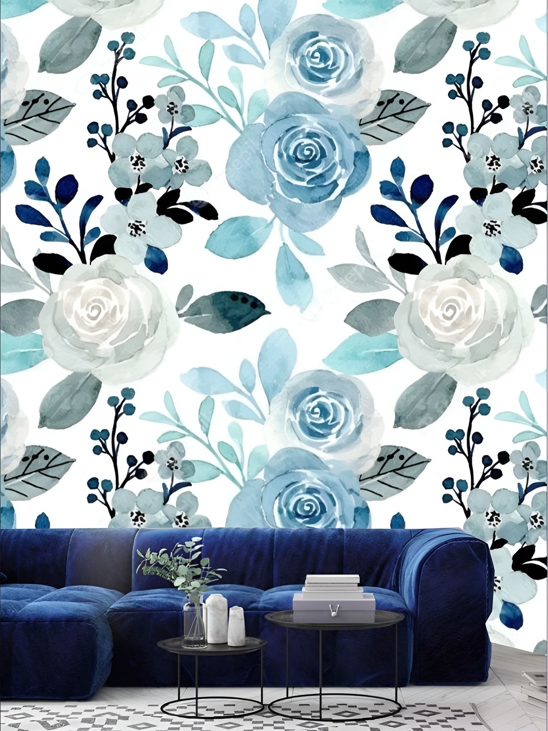 

KSHIRSA White Floral and Botanical Printed Self Adhesive Removable Wallpaper