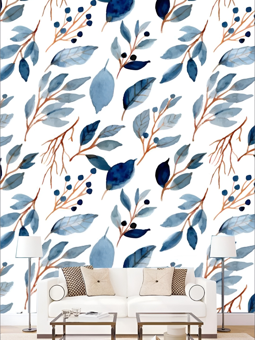 

KSHIRSA White Floral and Botanical Printed Self Adhesive Removable Wallpaper