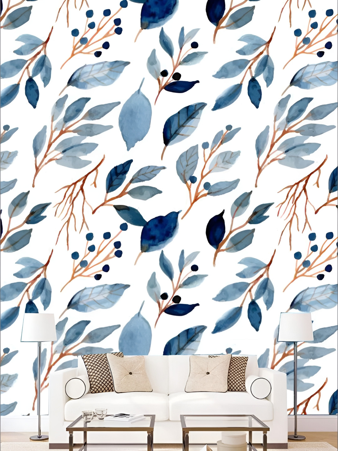 

KSHIRSA White Floral and Botanical Printed Self Adhesive Removable Wallpaper