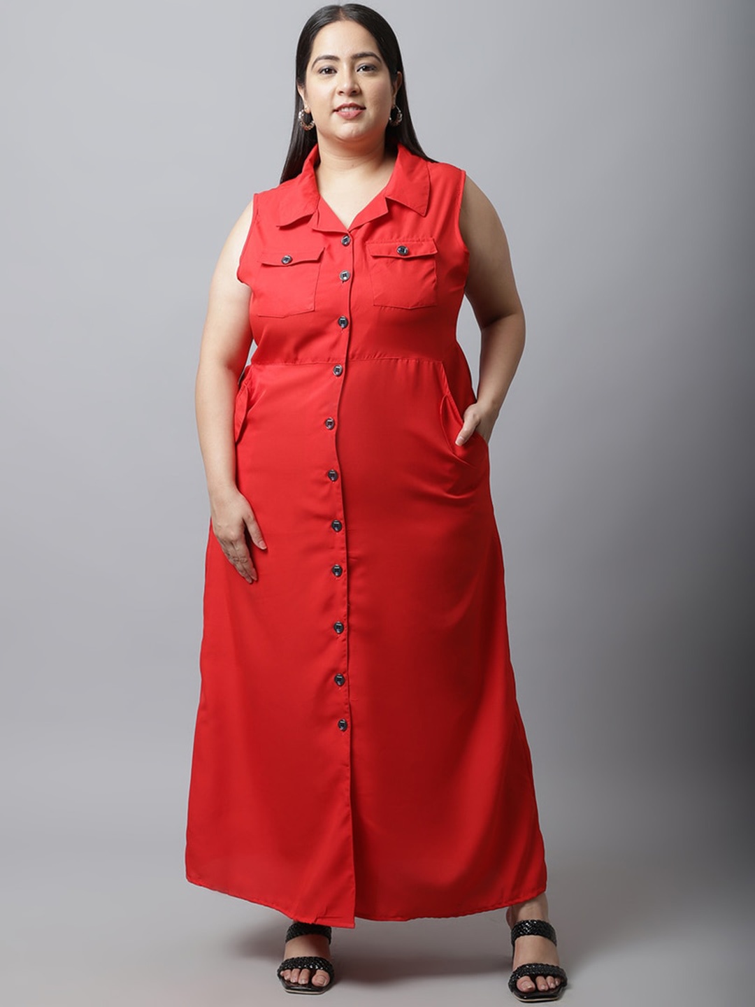 

Flambeur Crepe Maxi Dress, Red