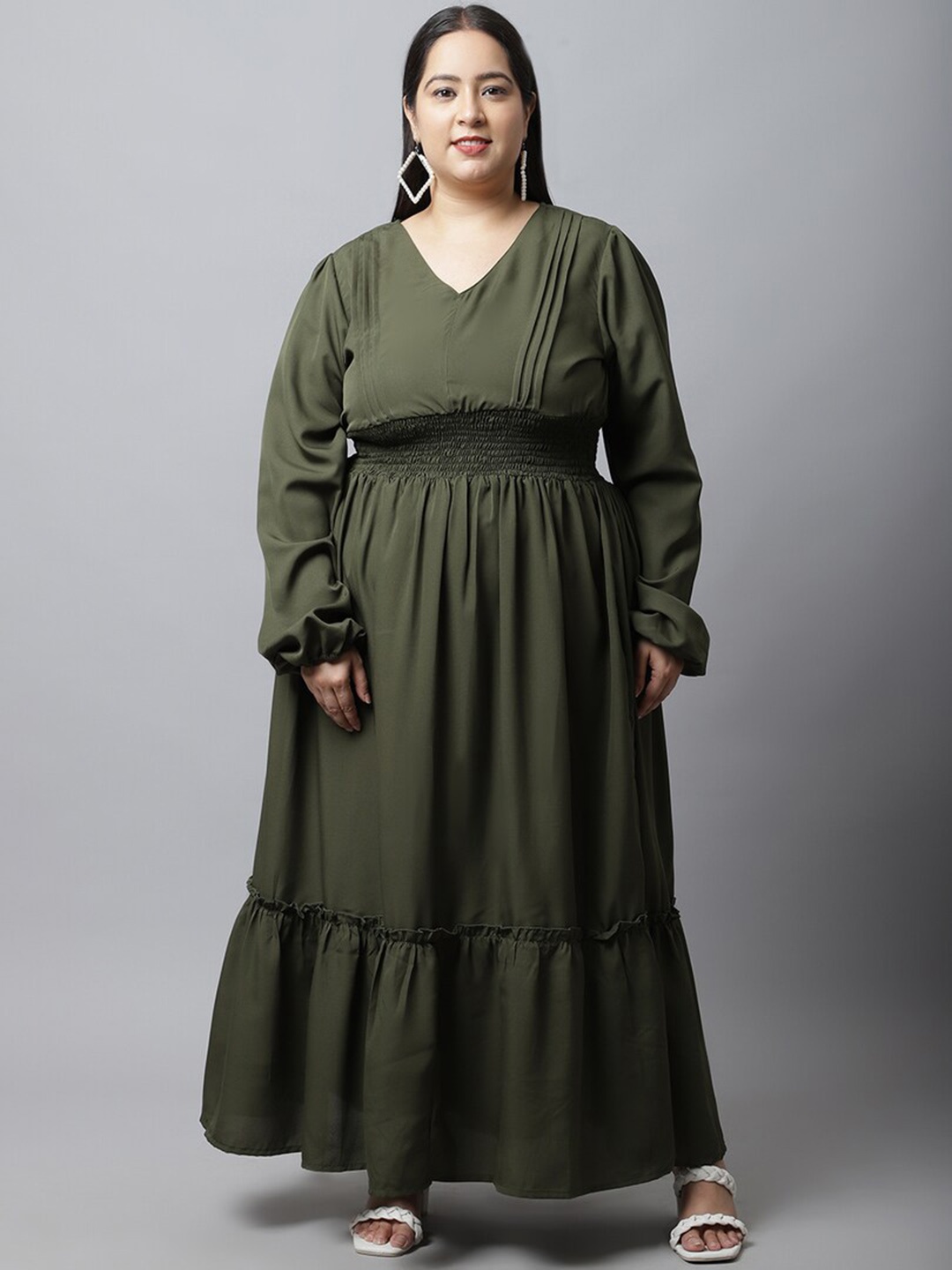 

Flambeur Crepe Fit and Flare Plus Size Dress, Green