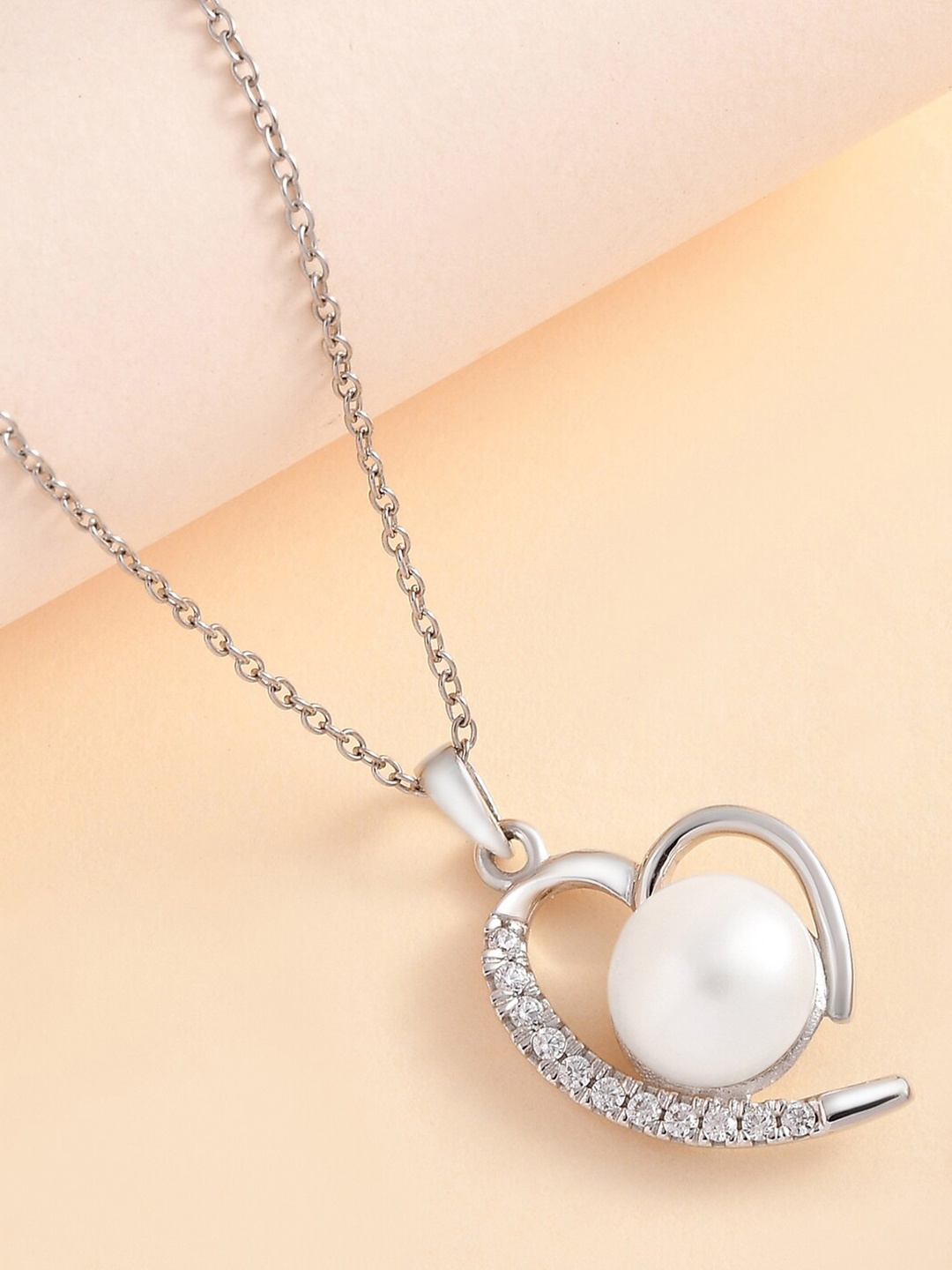 

Ornate Jewels 925 Sterling silver Freshwater Pearl Heart Pendant With Chain