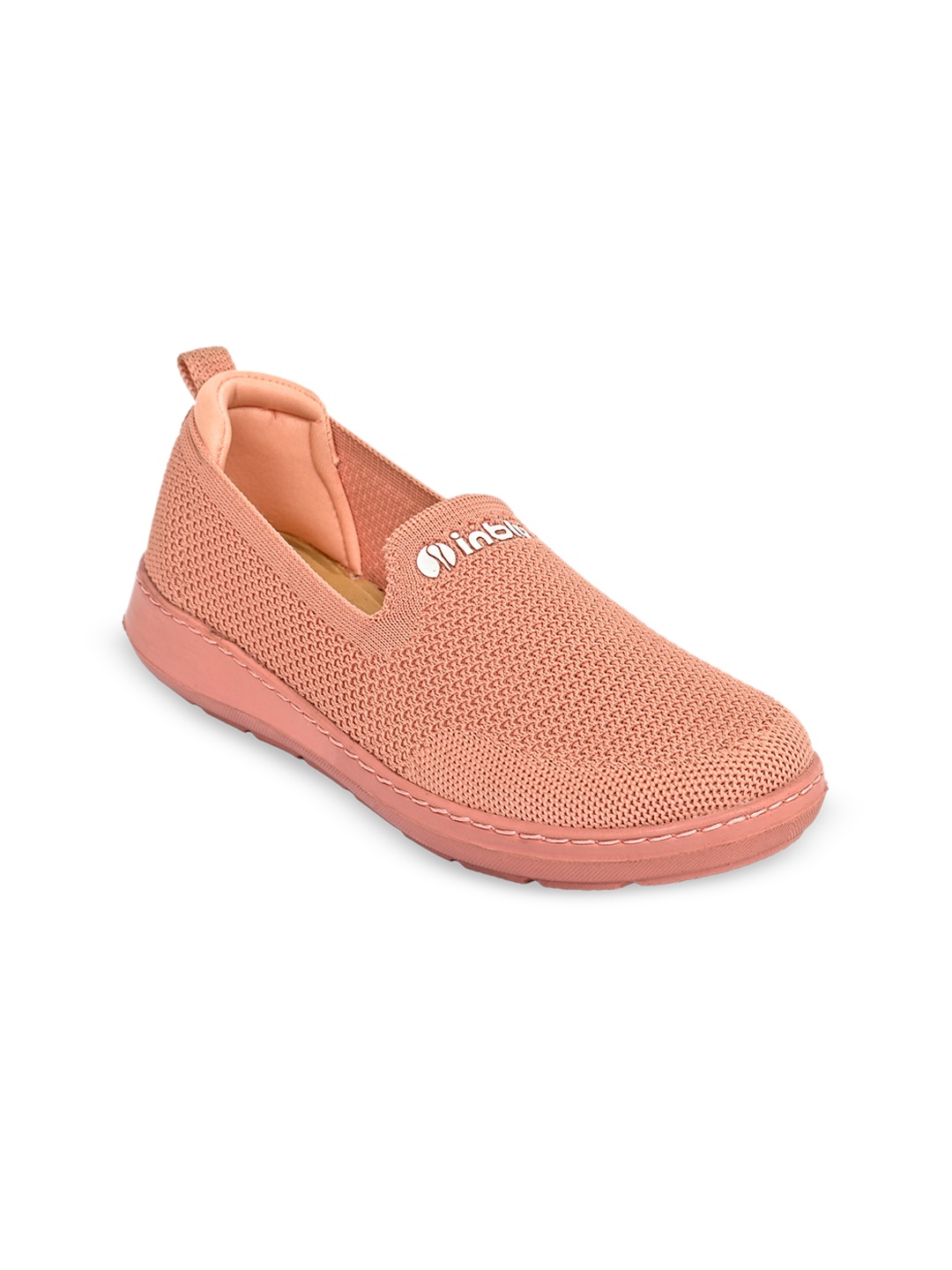 

Inblu Women Textured Lightweight Mesh Slip-On Sneakers, Peach