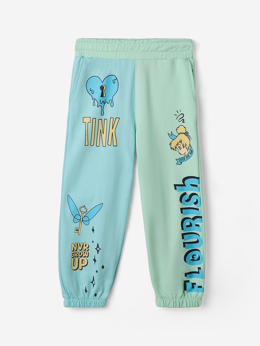

The Souled Store Girls Flourish Tinkerbell Disney Printed Pure Cotton Jogger, Blue