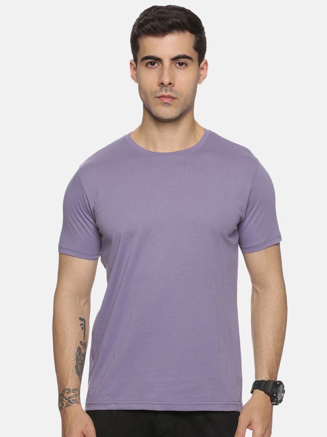 

Melvin Jones Round Neck Pure Cotton Casual T-shirt, Purple