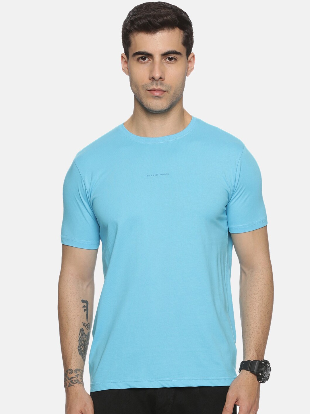 

Melvin Jones Round Neck Pure Cotton Casual T-shirt, Blue