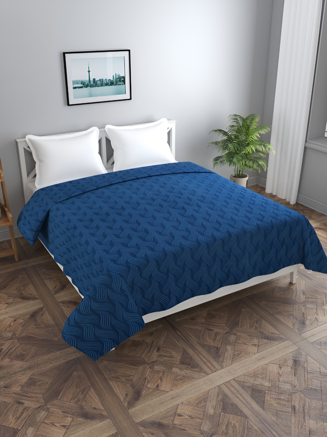 

BREVARD Blue Geometric Printed Double Queen Duvet Cover