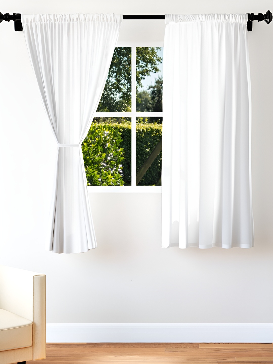 

Encasa Homes White 2 Pieces Sheer Window Curtains