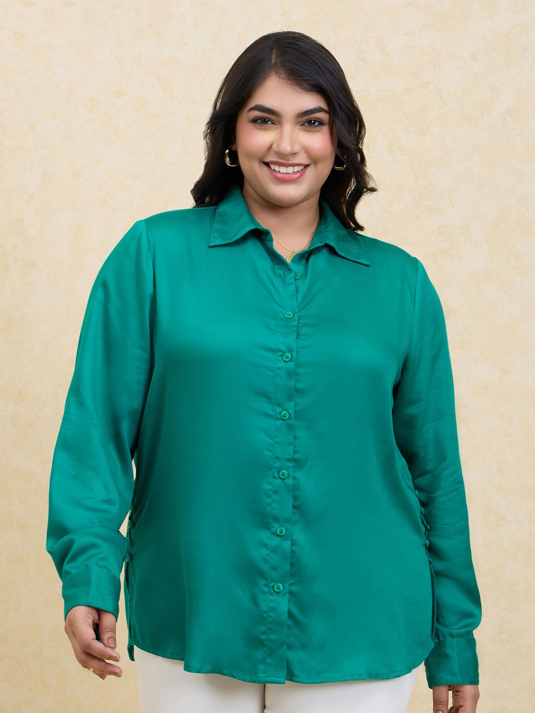 

20Dresses Plus Size Green Full Sleeves Casual Shirt