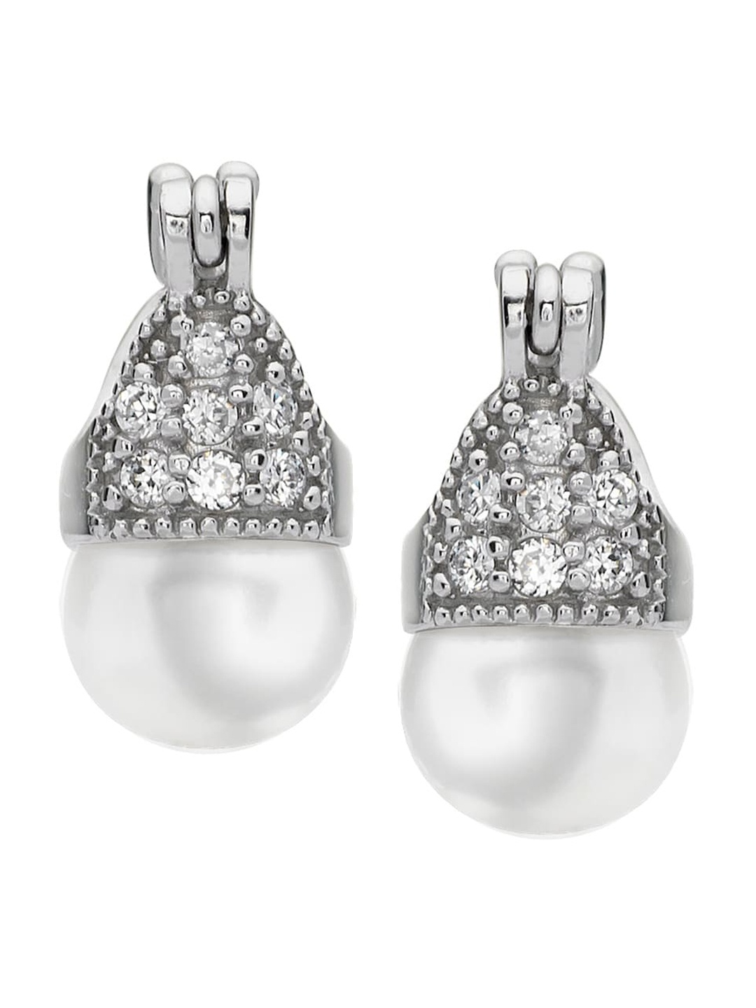 

Abhooshan 92.5 Silver-Plated CZ Contemporary Drop Earrings