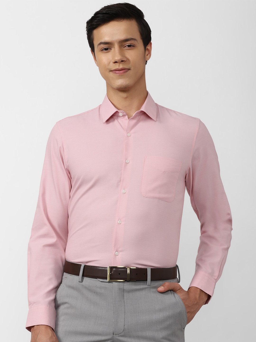 

Peter England Slim Fit Full Sleeves Formal Shirt, Pink