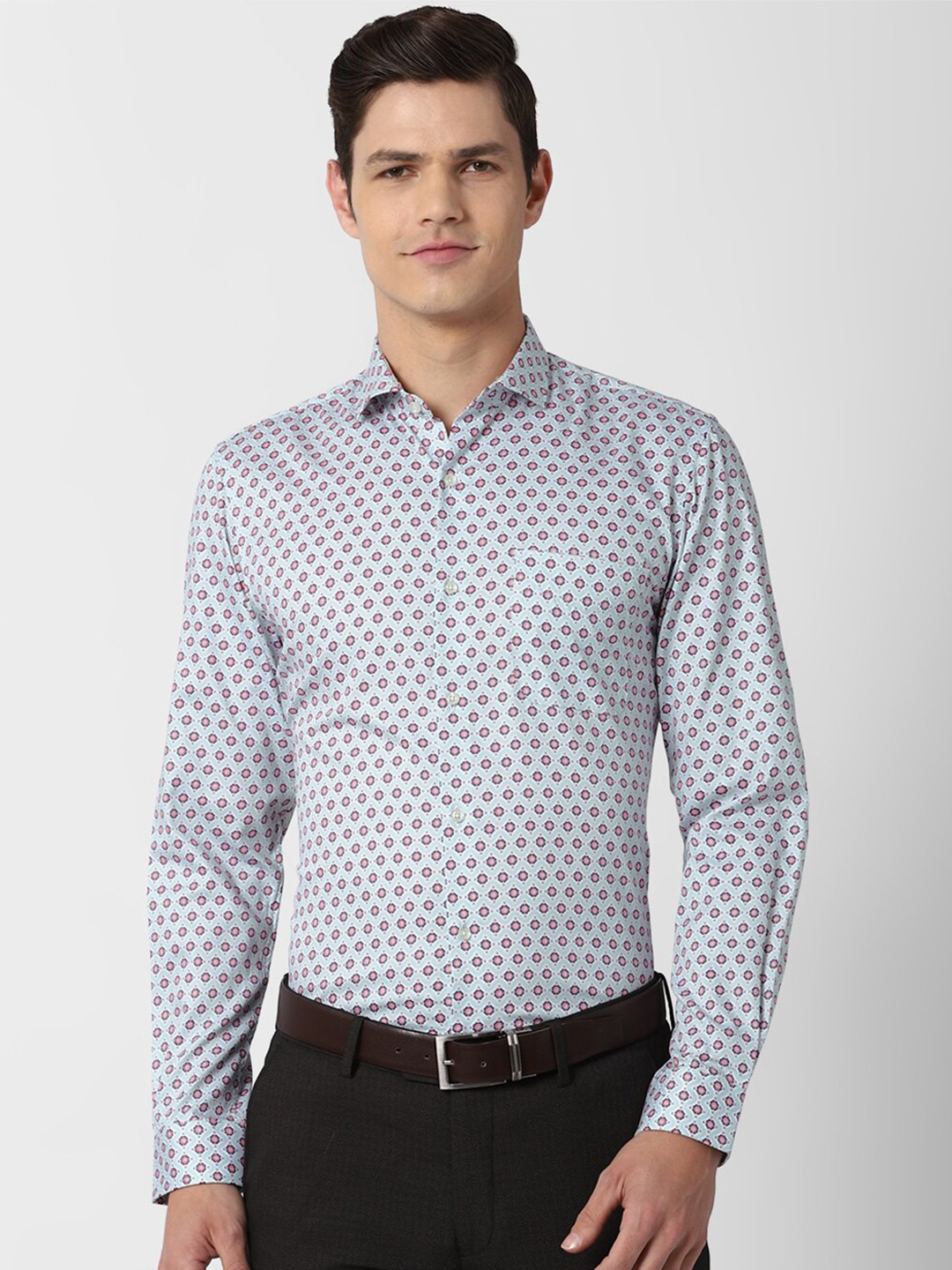 

Peter England Slim Fit Geometric Printed Formal Shirt, Grey