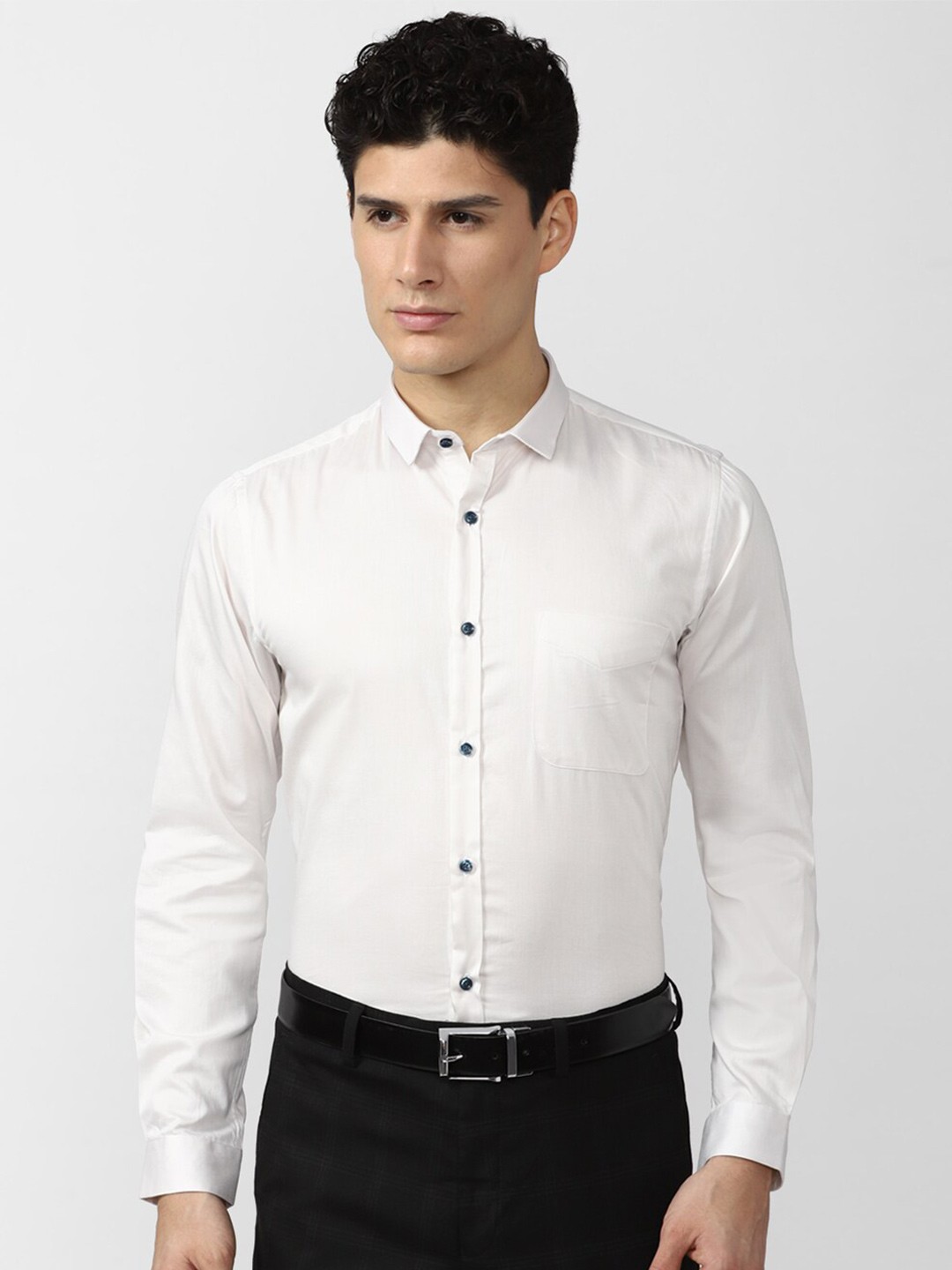 

Peter England Slim Fit Full Sleeves Formal Shirt, White