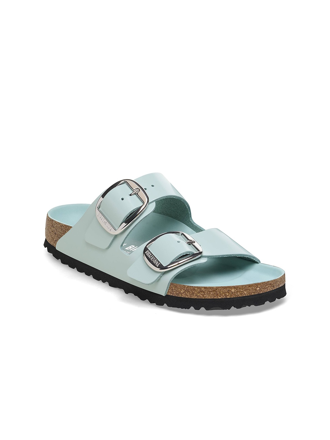 

Birkenstock Arizona Buckle Detailed Leather Narrow Width Open Toe Flats, Green
