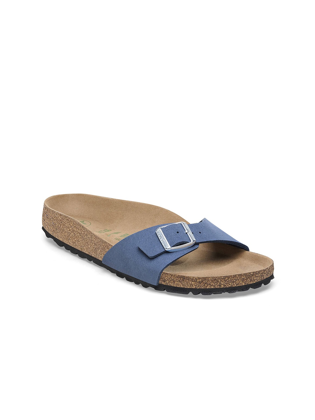

Birkenstock Narrow Width Madrid Leather Open Toe Flats With Buckle Detail, Blue