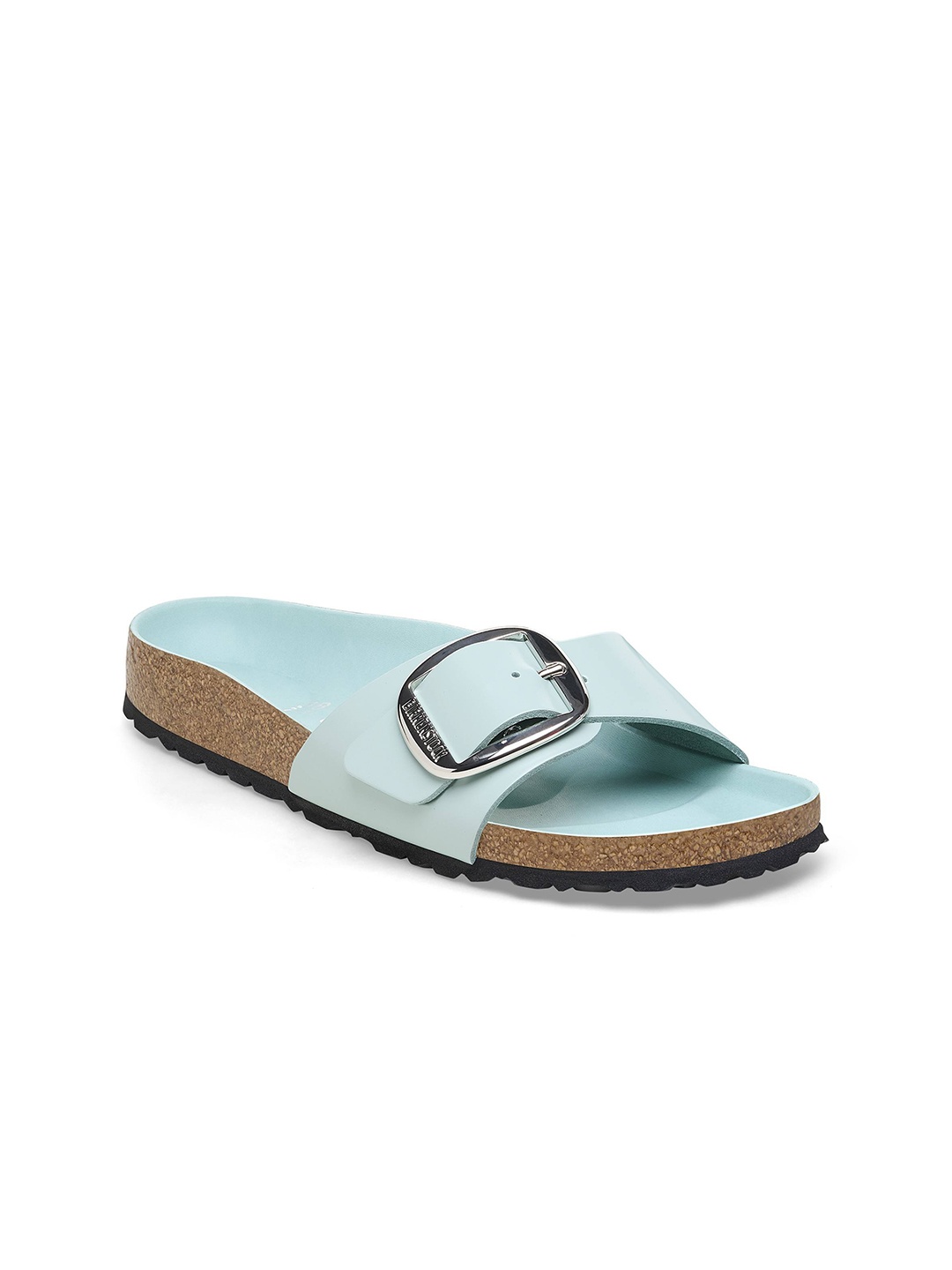 

Birkenstock Madrid Leather Buckle Detailed Narrow Width Open Toe Flats, Green
