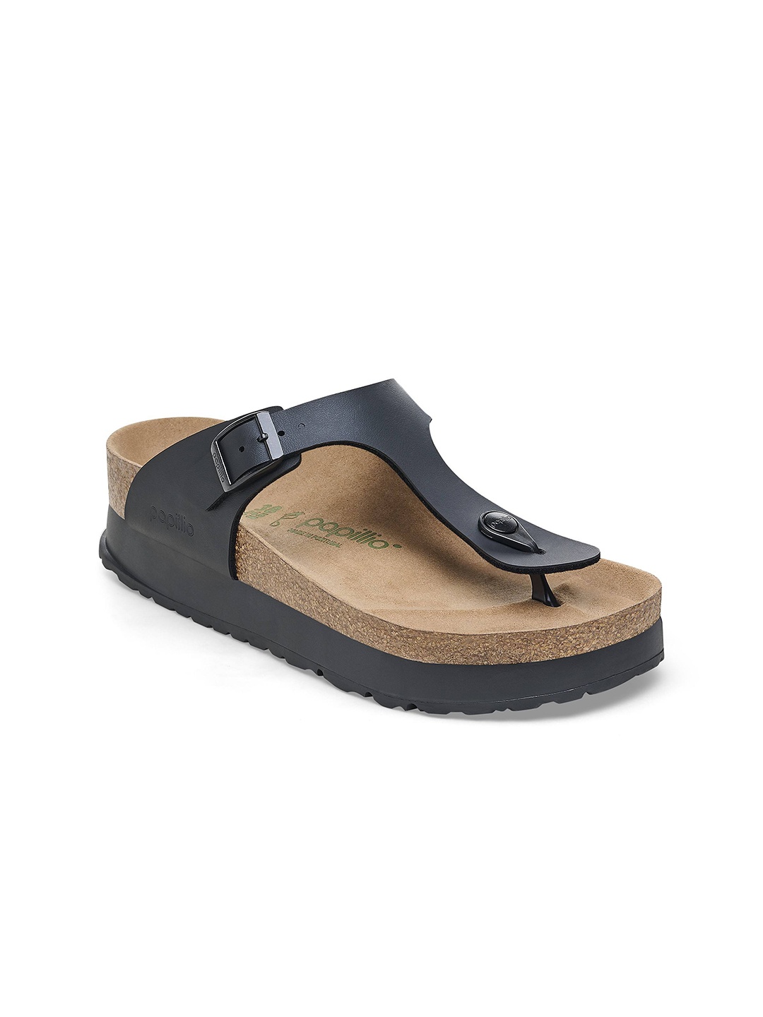 

Birkenstock Regular Width Gizeh Leather T-Strap Flats, Black
