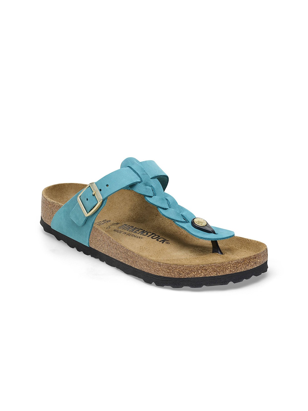 

Birkenstock Regular Width Gizeh Leather T-Strap Flats With Buckle, Green