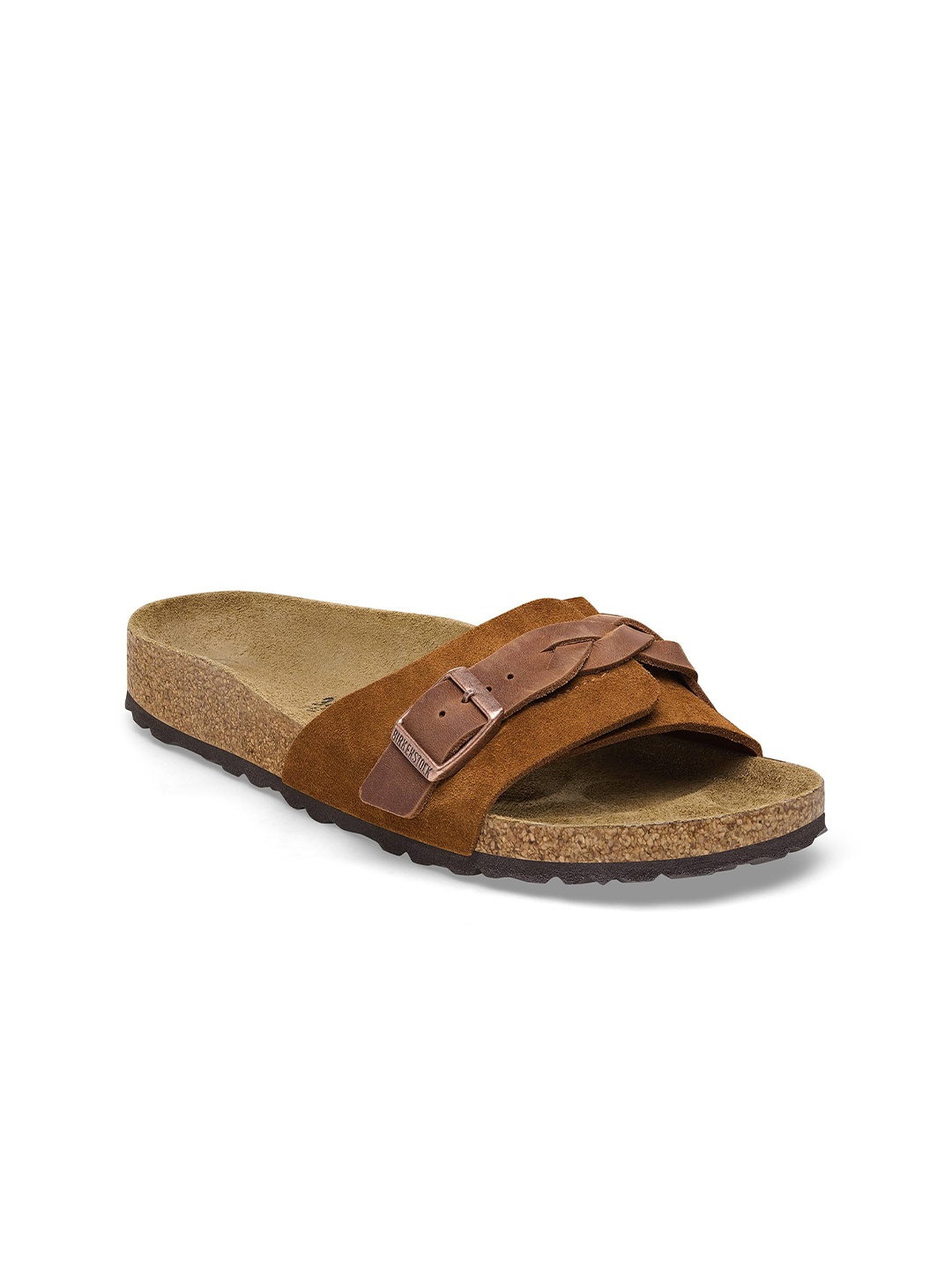 

Birkenstock Oita Buckle Detailed Suede Leather Narrow Width Open Toe Flats, Brown