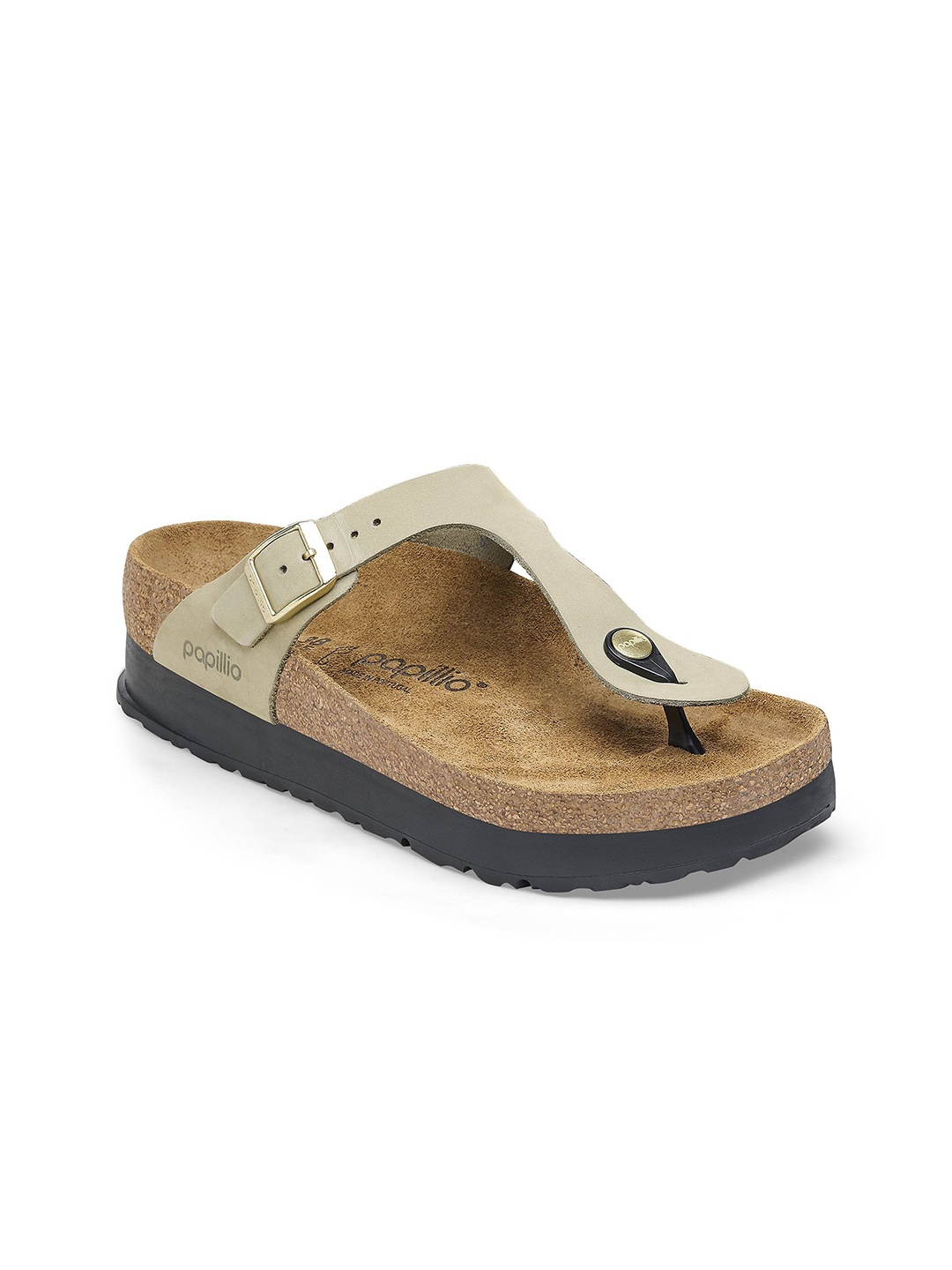 

Birkenstock Regular Width Gizeh Pap Leather T-Strap Flats, Green