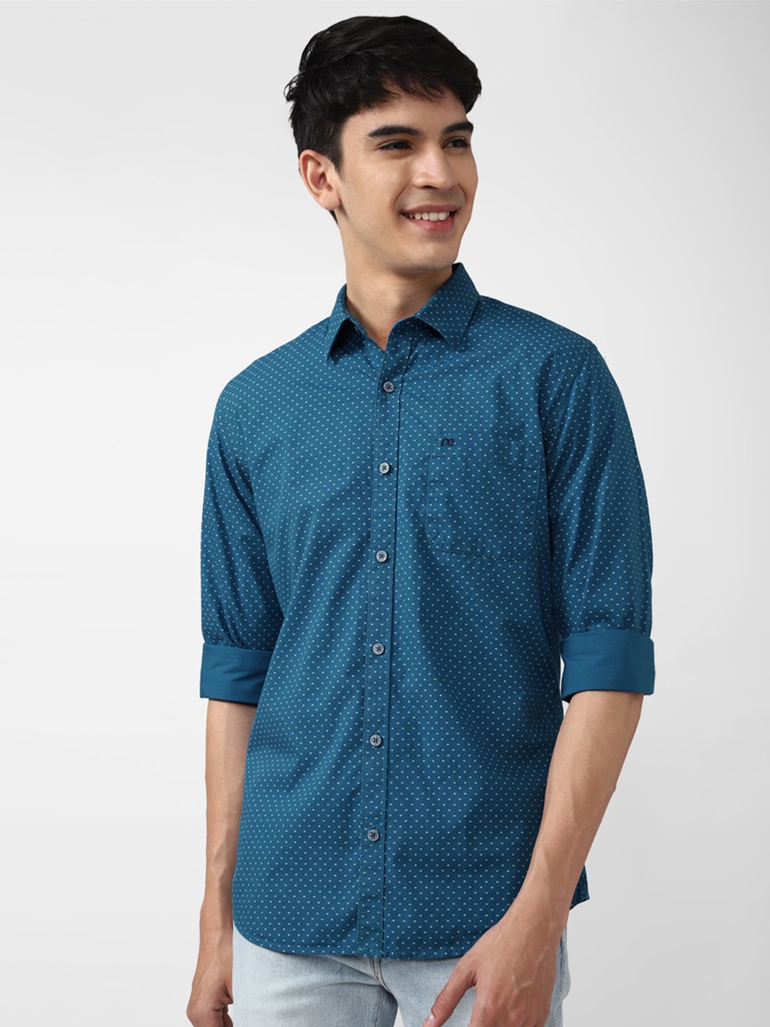 

Peter England Casuals Slim Fit Cotton Printed Casual Shirt, Blue