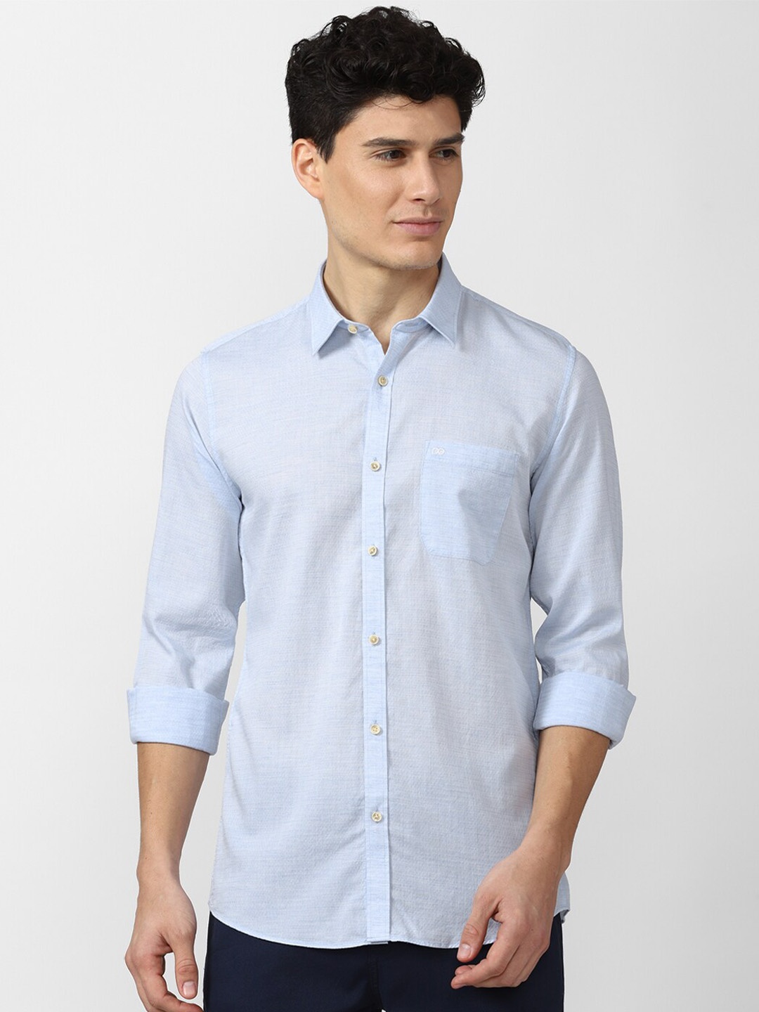 

Peter England Casuals Slim Fit Cotton Casual Shirt, Blue