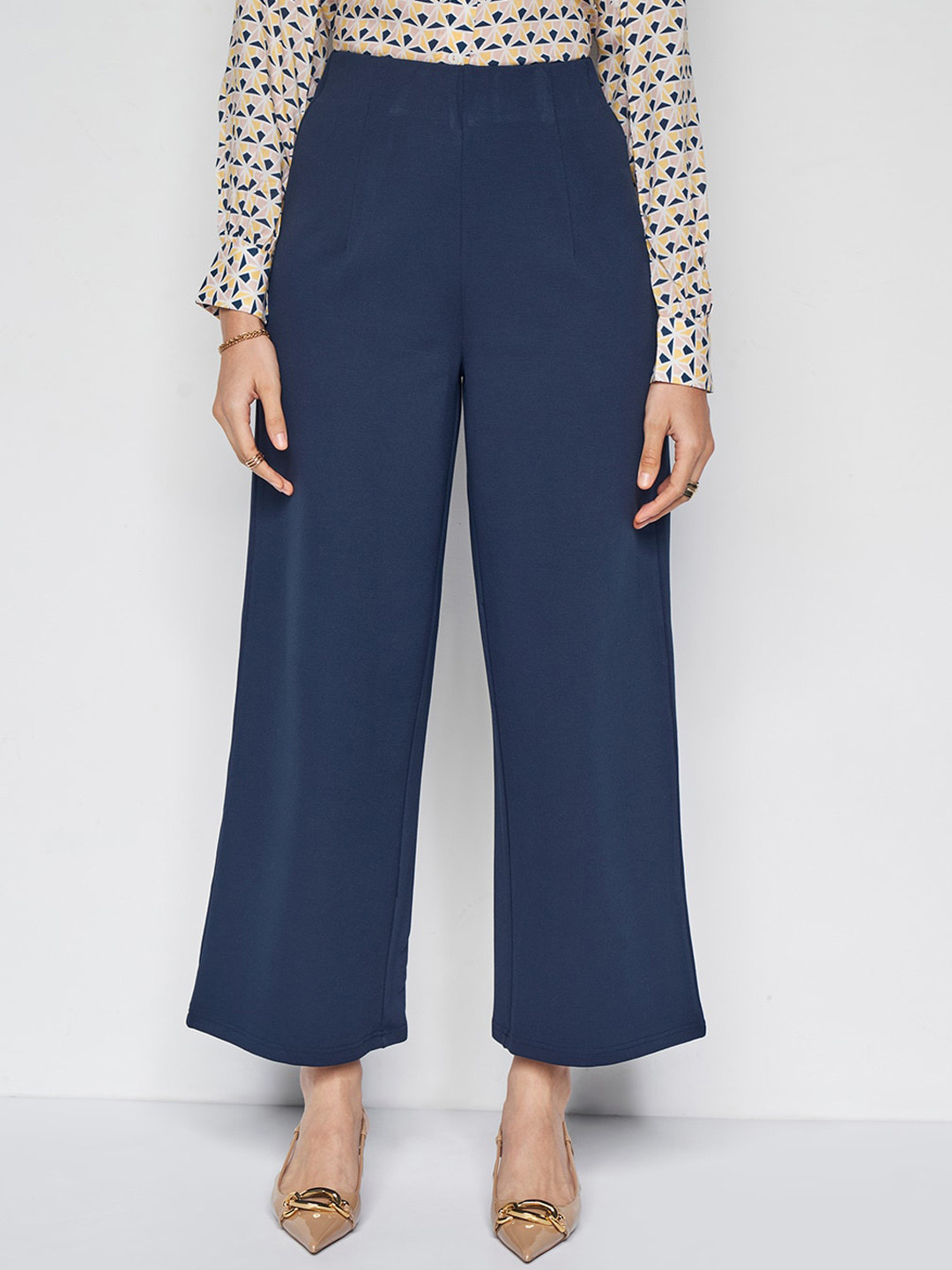 

AND Women Mid-Rise Parallel Trouser, Navy blue