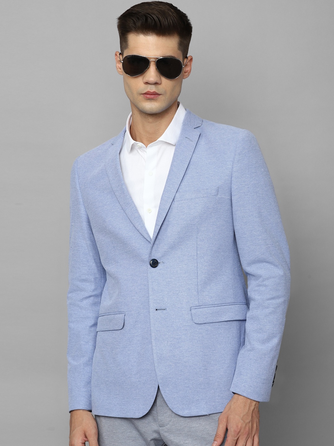 

Louis Philippe Sport Super Slim Fit Single Breasted Pure Cotton Blazers, Blue