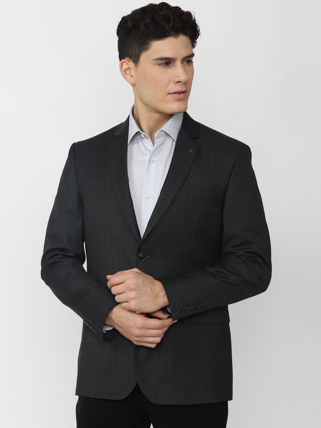 

Van Heusen Checked Slim Fit Single Breasted Formal Blazers, Grey