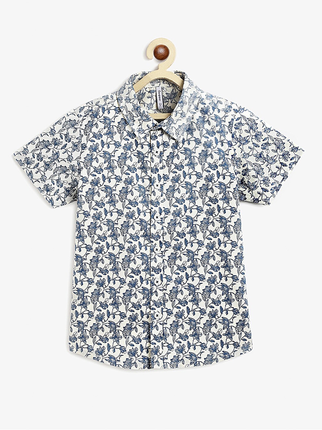 

Campana Boys Floral Opaque Printed Cotton Casual Shirt, White