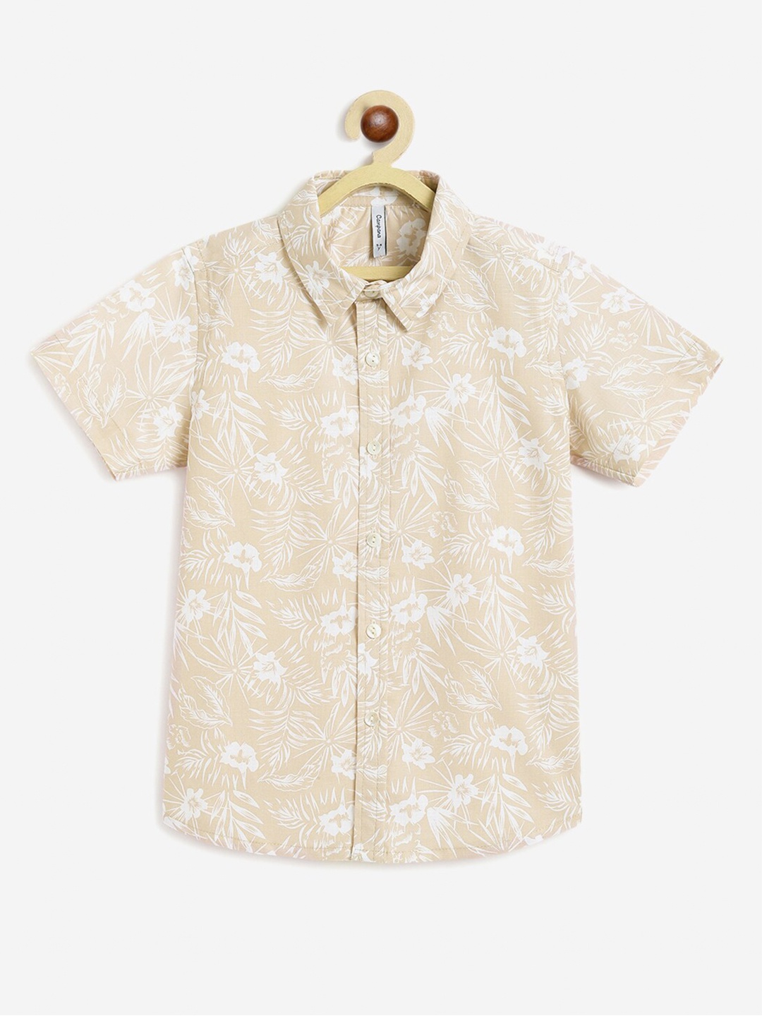 

Campana Boys Floral Opaque Printed Cotton Casual Shirt, Beige