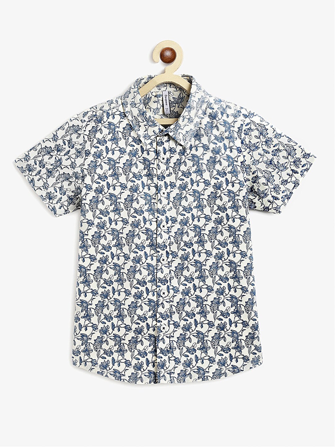 

Campana Boys Floral Opaque Printed Cotton Casual Shirt, White