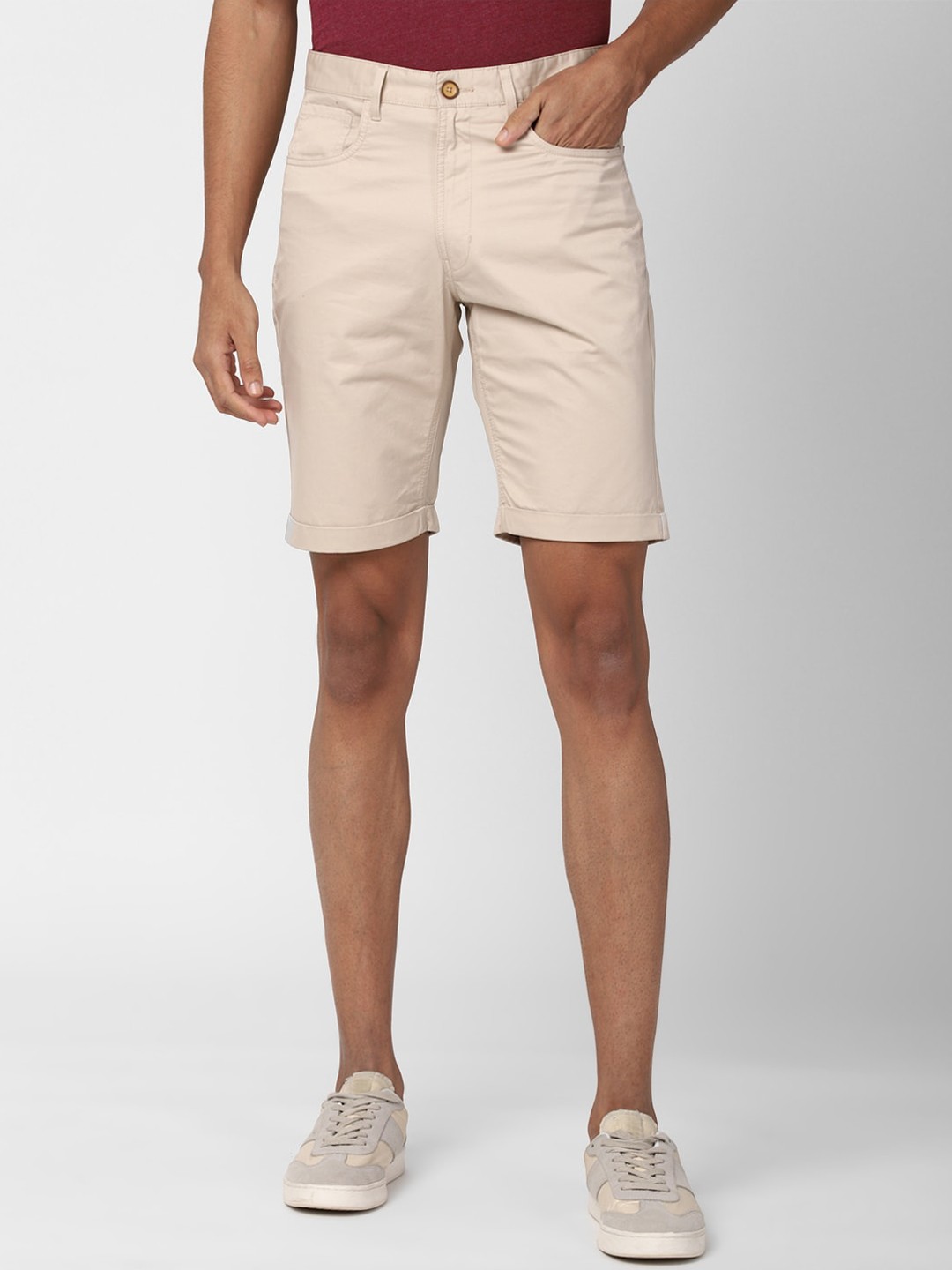 

PETER ENGLAND UNIVERSITY Men Mid-Rise Casual Shorts, Cream