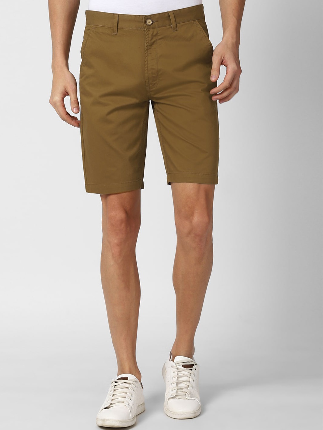 

PETER ENGLAND UNIVERSITY Men Mid-Rise Casual Pure Cotton Shorts, Brown