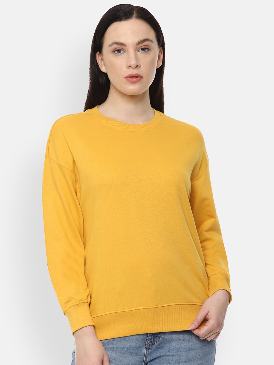 

Van Heusen Woman Round Neck Cotton Sweatshirt, Yellow