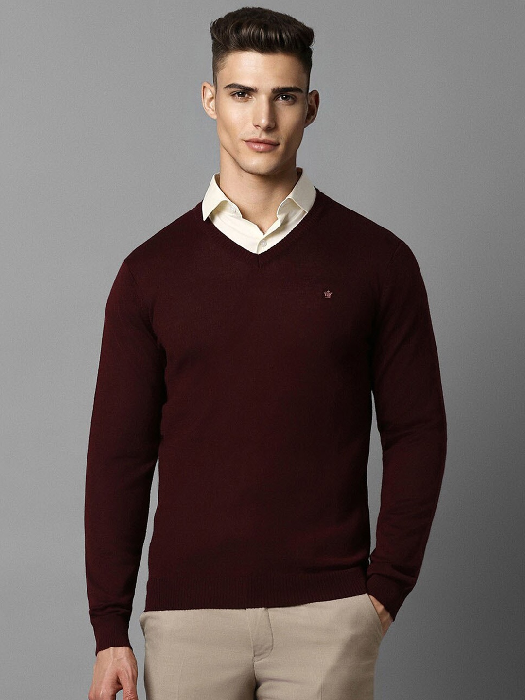 

Louis Philippe Pullover Cotton Sweater, Maroon