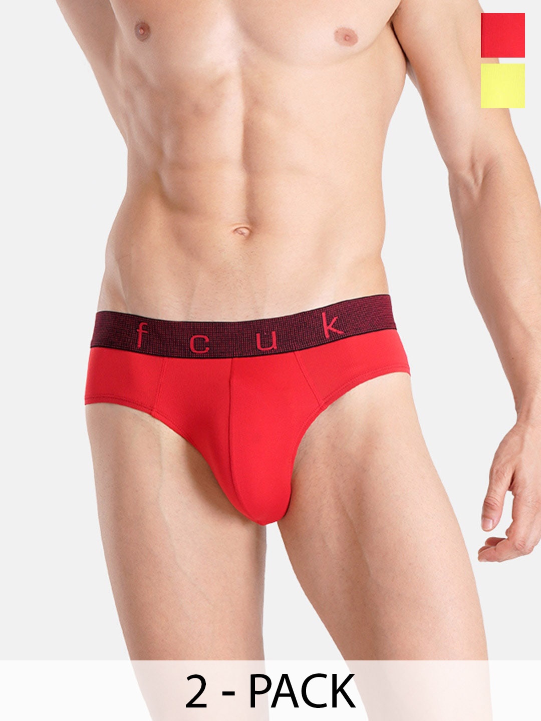 

FCUK Pack Of 2 Guston Moisture Wicking Breathable Briefs GUS-B-02-SLS-ACLM, Red