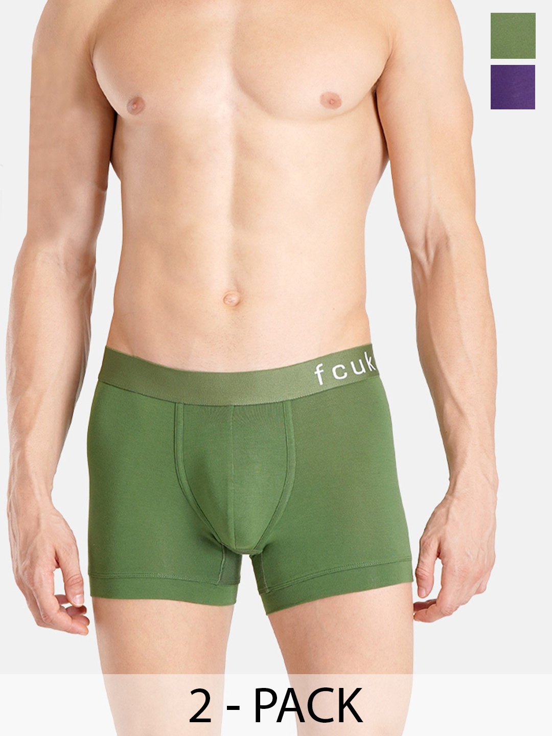 

FCUK Pack Of 2 Antimicrobial Trunks PAR-T-02-GRG-CRJL, Green