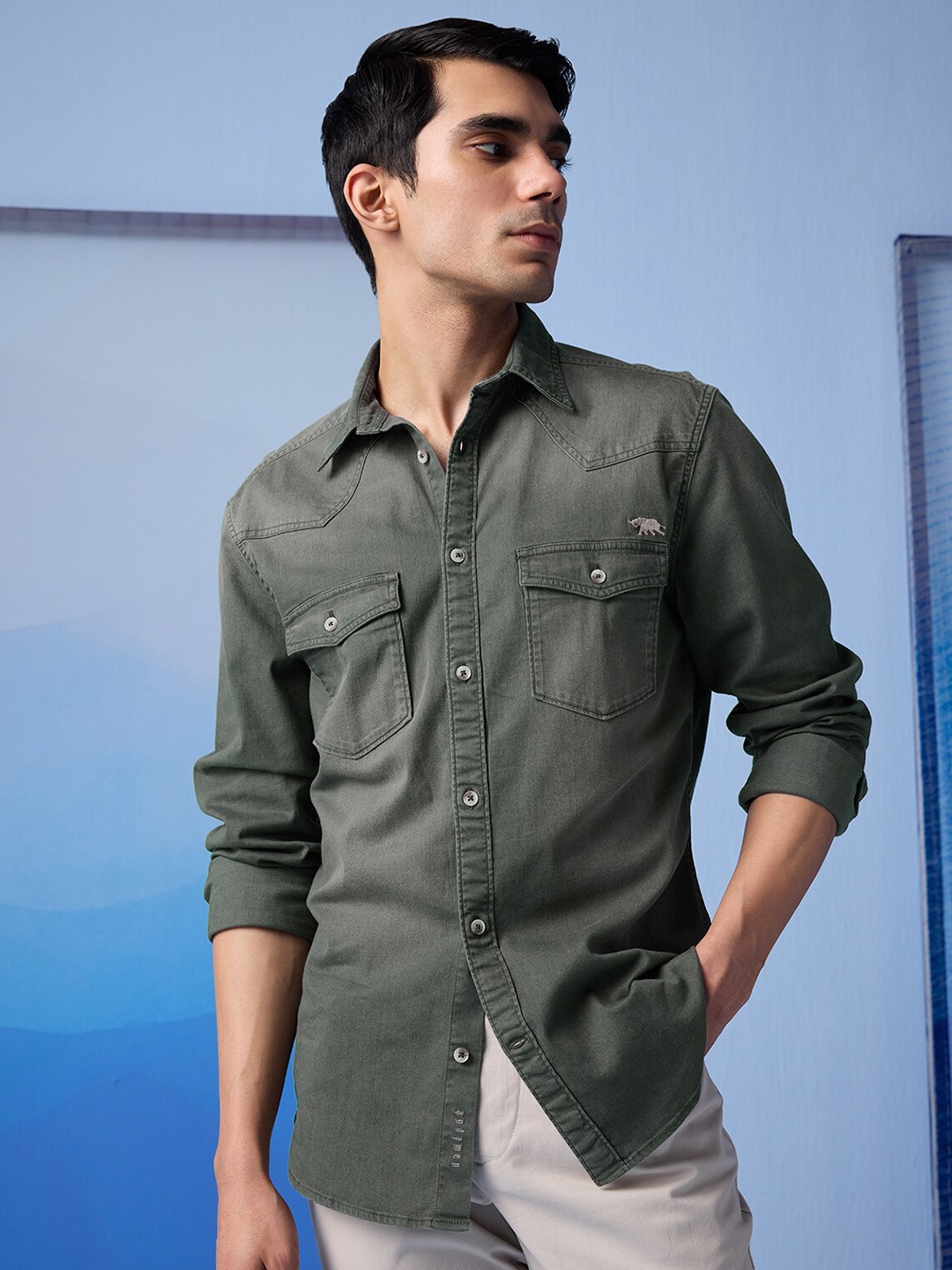 

Andamen Premium Slim Fit Opaque Casual Shirt, Grey