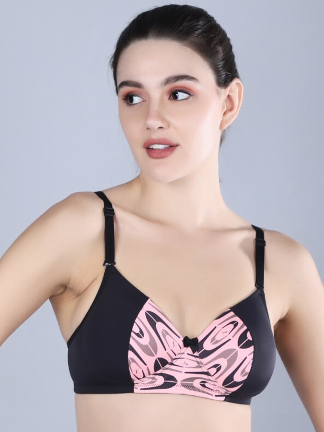 

Sonalvu Abstract Printed Full Coverage Lightly Padded T-shirt Bra With All Day Comfort, Black