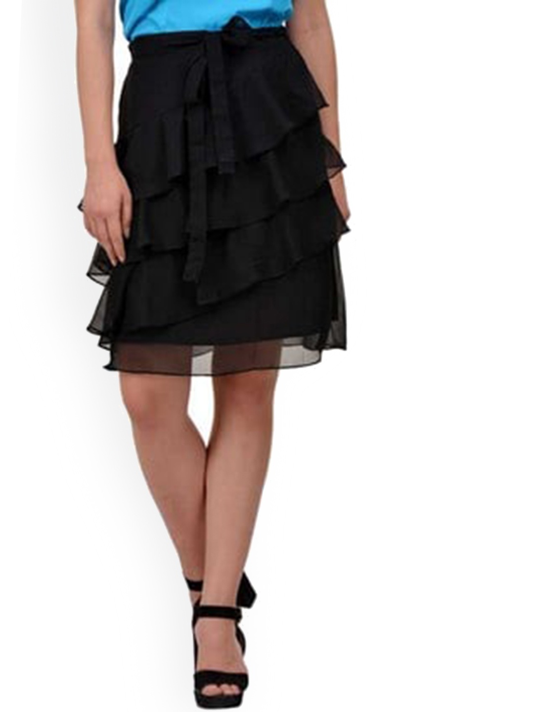 

Karmic Vision Frills Bows and Ruffles Skirt, Black