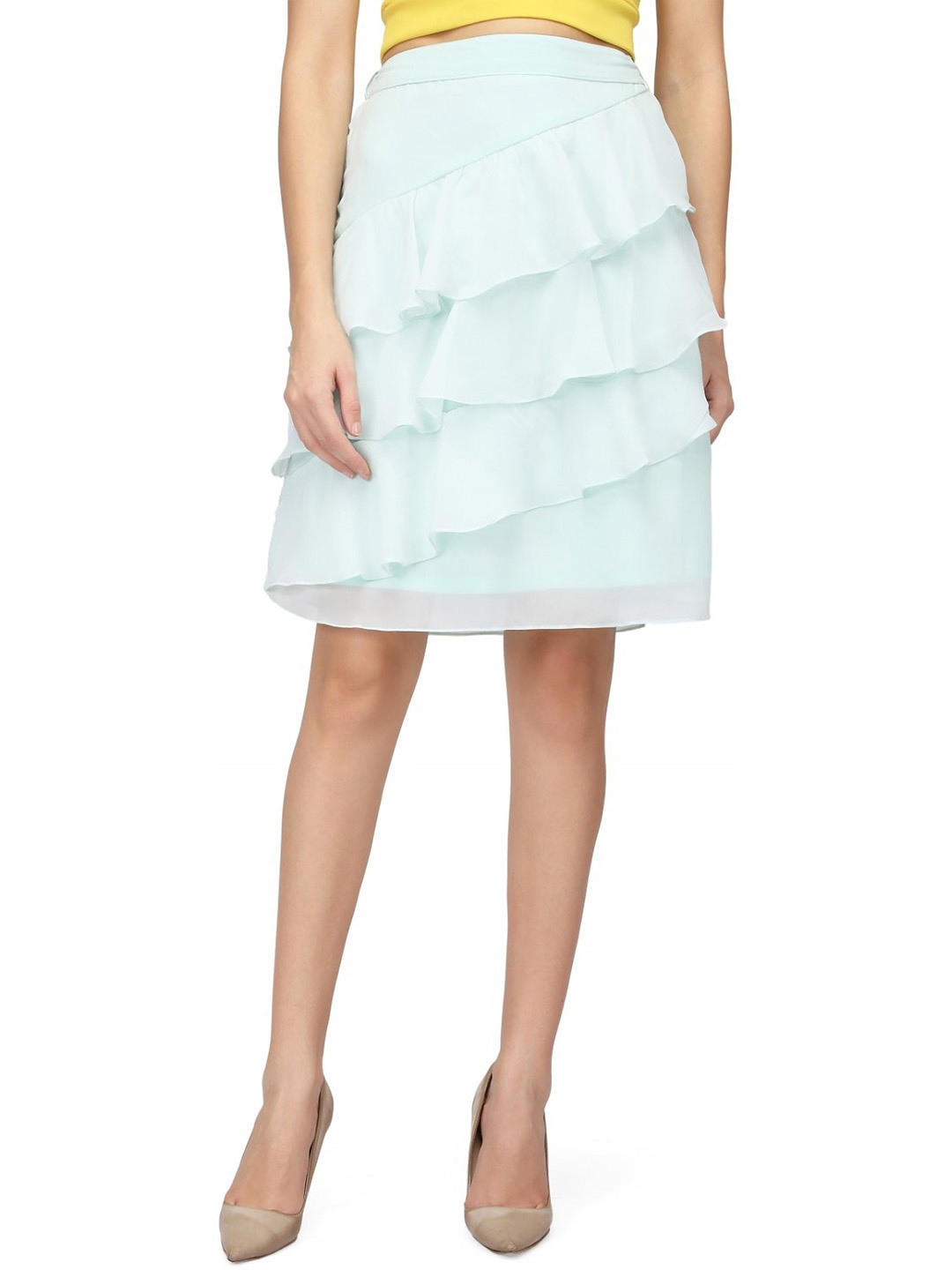 

Karmic Vision Flared Knee-Length Skirt, Blue