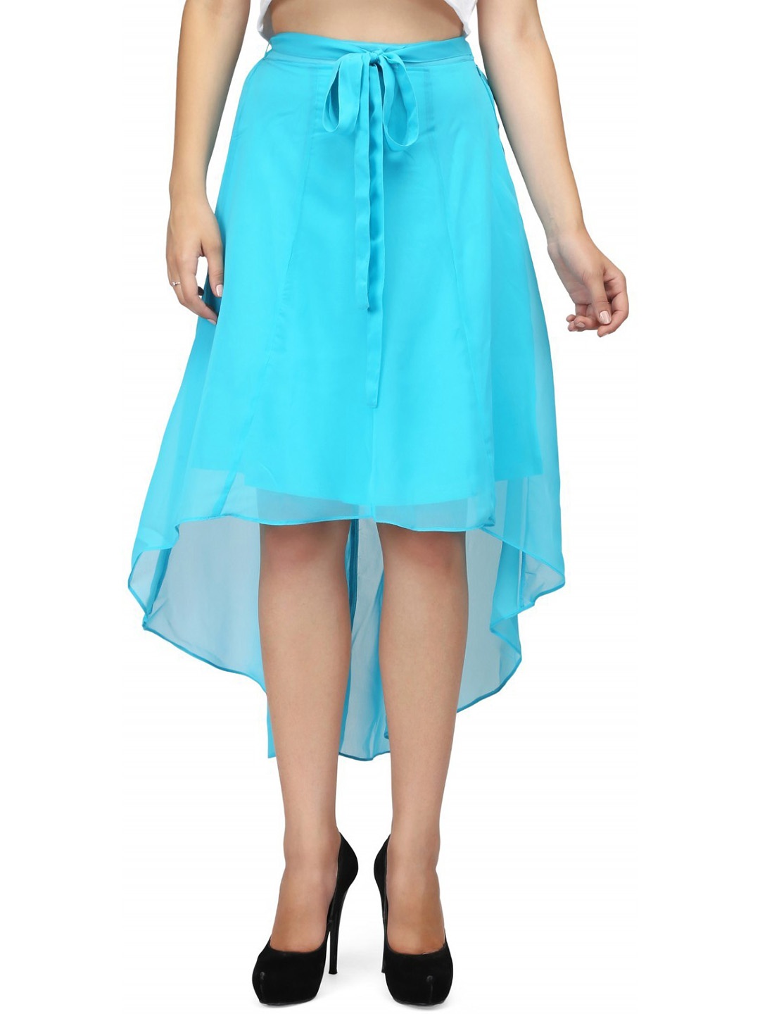 

Karmic Vision Georgette Knee-Length Flared Skirt, Blue