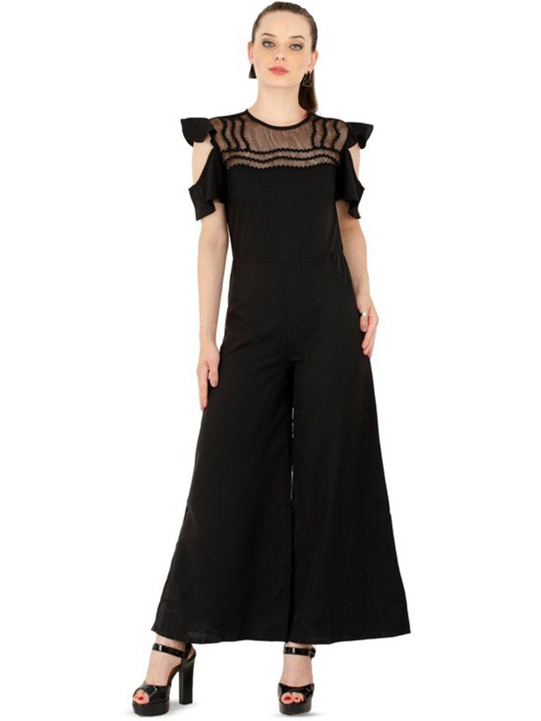 

Karmic Vision Round Neck Basic Jumpsuit, Black