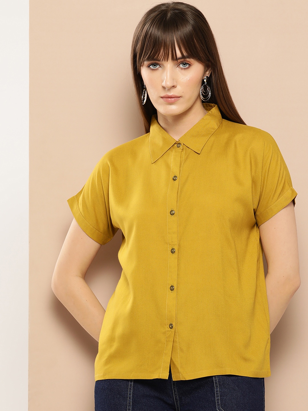 

Chemistry Women Standard Solid Casual Shirt, Mustard